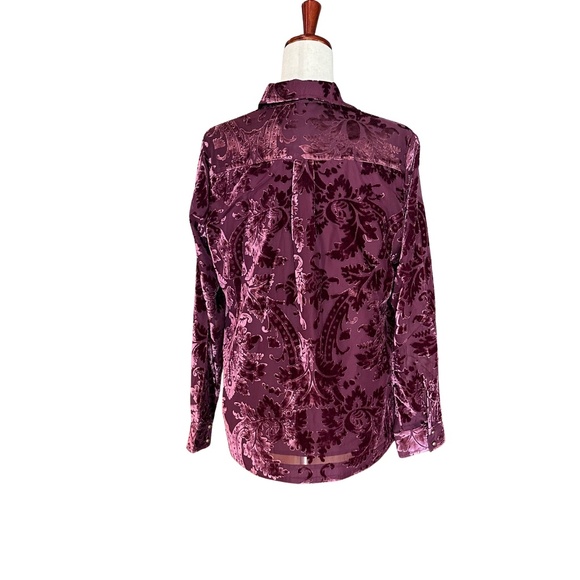 NWT Soft Surrounding Floreat Long Sleeve Velvet Cranberry Blouse Size Small - Picture 2 of 12